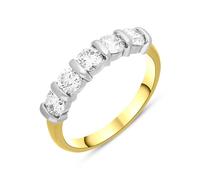 18ct Yellow Gold Diamond Five Stone Bar Set Half Eternity Ring FEU-2398