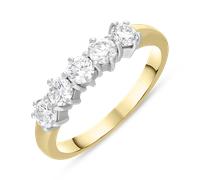 18ct Yellow Gold Diamond Five Stone Half Eternity Ring - J FEU-2236/J