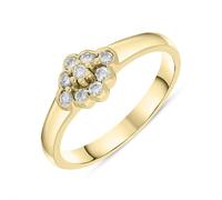 18ct Yellow Gold Diamond Rhombus Shape Cluster Style Ring - M 00001381