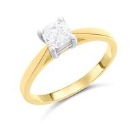 18ct Yellow Gold Diamond Solitaire Engagement Ring - 90pts - Certificated - H09219