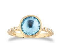 18ct Yellow Gold Jaipur Colour Collection Diamond & Blue Topaz Stacking Ring - Ring Size P