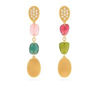 18ct Yellow Gold Lunaria Tourmaline & 0.20ct Diamond Drop Earrings
