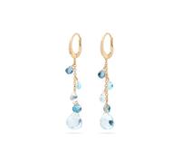 18ct Yellow Gold Paradise Blue Topaz & Diamond Single Strand Earrings