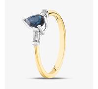18ct Yellow Gold Pear Cut Sapphire & Baguette Cut Diamond Shoulder Set Solitaire Ring 18DR277Y-SAP L
