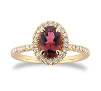 18ct Yellow Gold Pink Tourmaline & 0.22cttw Diamond Ring - Ring Size N