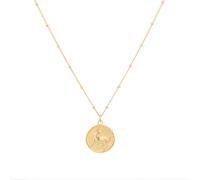 18ct Yellow Gold Plated Sterling Silver Taurus Zodiac And Beaded Chain Pendant