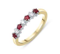 18ct Yellow Gold Ruby and Diamond Seven Stone Half Eternity Ring - N FEU-1078/N