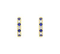 18ct Yellow Gold Sapphire Diamond Seven Stone Hoop Earrings FEU-2726