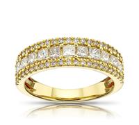 18ct Yellow Gold Three Row Eternity 1ct Diamond Ring