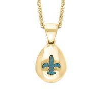 18ct Yellow Gold Turquoise Fleur De Lis Pear Shape Necklace