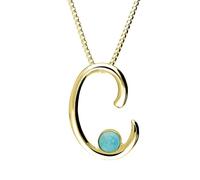 18ct Yellow Gold Turquoise Love Letters Initial C Necklace - Yellow Gold LLS-069
