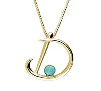 18ct Yellow Gold Turquoise Love Letters Initial D Necklace - Yellow Gold LLS-094