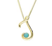 18ct Yellow Gold Turquoise Love Letters Initial J Necklace - Yellow Gold LLS-244