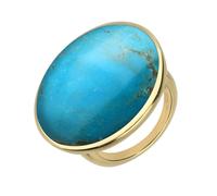 18ct Yellow Gold Turquoise Round Ring - Yellow Gold HER-5121