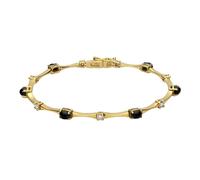 18ct Yellow Gold Whitby Jet Diamond Thirteen Stone Link Bracelet - Yellow Gold 00083436