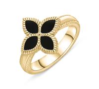 18ct Yellow Gold Whitby Jet Eden Marquise Flower Ring - Z EDN-206/Z
