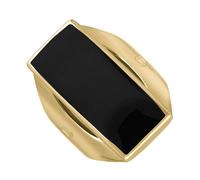 18ct Yellow Gold Whitby Jet Hallmark Medium Oblong Ring - Gold