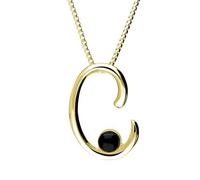 18ct Yellow Gold Whitby Jet Love Letters Initial C Necklace - Yellow Gold LLS-067