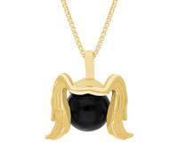 18ct Yellow Gold Whitby Jet Zodiac Virgo 10mm Bead Pendant - Yellow Gold