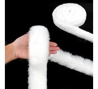 18ft Christmas Faux Fur Trimming, White Faux Fur Cotton Sewing Trimmings, Furry Accessories, Tree Ribbon Winding Garland