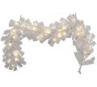 18FT Christmas Garland with Lights, 5.4m Pre-lit White Artificial Christmas Garlands 60 Led Reusable Wreath for Door Wall Stairs Fireplaces Xmas Home Garden DIY Decor