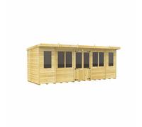 18ft x 7ft Pent Summer House - Wood - L214 x W533 x H201 cm Buttercup Farm Brown One Size