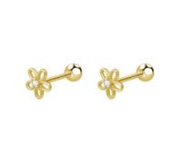 18G Daisy Flower Stud Cartilage Earrings for Women Girls 925 Sterling Silver CZ Tiny Cute Floral 3mm Ball Barbell Screw Back Studs Sleeper Tragus Post Hypoallergenic Piercing Body Jewelry Gifts
