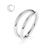 18G Double Open Stacked Daith Rings 316L Surgical Steel Septum Clicker Ring Ear Cuff Helix Clicker Hinged Ring Unisex Hoop Earrings Conch Tragus Cartilage Lip Piercing Jewellery 10mm Silver