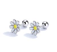 18G Little Daisy Flower Cartilage Stud Earrings Sterling Silver 925 Chrysanthemum Flower Helix Tragus Earring Studs Screw Back Small Piercing Barbell Cute Jewelry Gifts for Women Girls Hypoallergenic