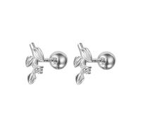 18G Mini Leaf Stud Cartilage Earrings for Women Girls 925 Sterling Silver Cubic Zirconia Cute Tiny Crystal Studs 3mm Ball Screw Back Tragus Hypoallergenic Jewelry Gifts Daughter BFF (Silvery)