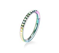 18G Septum Clicker Ring Daith Earrings Conch Jewellery Seamless Clicker Ring Side Pyramid Surgical Steel Rook Tragus Cartilage Conch Piercing Jewellery Small Hoop Earring Nose Ring 6mm Rainbow