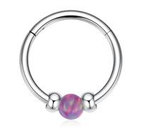 18G Small Helix Cartilage Earring 10mm Purple Opal Nose Hoop Ring 316L Surgical Steel Rook Tragus Daith Septum Jewellery Silver Conch Piercing for Women Men