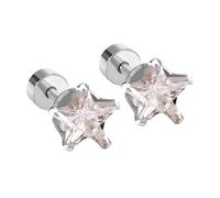 18G Star Crystal Cartilage Flat Back Stud Earrings for Women Men Stainless Steel Cute Tiny Small Screw Back Earring Dainty Minimalist CZ Studs Hypoallergenic Mini Tragus Conch Helix Piercing Jewelry