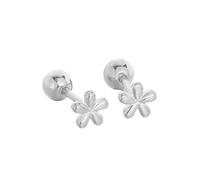 18G Tiny Flower Stud Cartilage Earrings for Women Girls 925 Sterling Silver Cute Daisy 3mm Ball Barbell Screw Back Studs Sleeper Tragus Post Minimalist Hypoallergenic Piercing Body Jewelry (Silver)