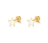 18g Titanium Star Earrings for Women 14k Gold Plated Stainless Steel Hypoallergenic Cute Tiny Sequins Stud Cartilage Tragus Screw Back Post Piercing Sensitive Ear, Metal, No Gemstone