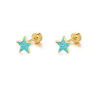 18g Titanium Star Earrings for Women 14k Gold Plated Stainless Steel Hypoallergenic Cute Tiny Sequins Stud Cartilage Tragus Screw Back Post Piercing Sensitive Ear, Metal, No Gemstone