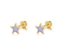 18g Titanium Star Earrings for Women 14k Gold Plated Stainless Steel Hypoallergenic Cute Tiny Sequins Stud Cartilage Tragus Screw Back Post Piercing Sensitive Ear, Metal, No Gemstone