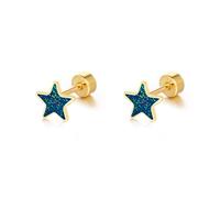 18g Titanium Star Earrings for Women 14k Gold Plated Stainless Steel Hypoallergenic Cute Tiny Sequins Stud Cartilage Tragus Screw Back Post Piercing Sensitive Ear, Metal, No Gemstone