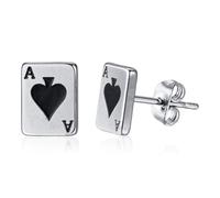 18g Vintage Poker Stud Earrings for Women Stainless Steel The Ace of Spades Tiny Small Studs Cartilage Tragus Post Retro Halloween Birthday Party Costume Jewelry Gifts