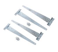 18in / 450mm Heavy Duty T Tee Hinges for Shed + Garden Gates Zinc Plated 4pc