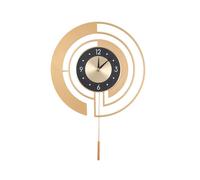 18in/45cm Modern Decorative Non-Ticking Wall Clock with Pendulum Living and Home Gold One Size