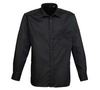 (18in, Black) Premier Mens Poplin Long-Sleeved Shirt
