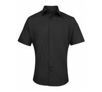 (18in, Black) Premier Mens Supreme Poplin Short-Sleeved Shirt