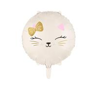 Foil Balloon Cat 35 cm - Animal Balloon for Helium or Air - Balloon for Children's Birthday Girls Birthday - Foil Balloon Animal Balloon - Birthday Decoration & Party Decoration - White