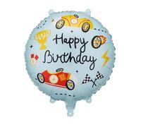 Happy Birthday Race Car Foil Balloon PartyDeco 18 Inch - Racing Birthday Balloon for Kids, Air or Helium Filled