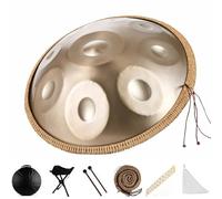 18in Small Steel Tongue Drum Kit, Hand Pan Drums Percussion Instrument, 9Notes Classic G Minor Generates Yoga Meditation, for Musical Education Entertainment-Gold||18in