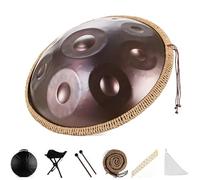 18in Small Steel Tongue Drum Kit, Hand Pan Drums Percussion Instrument, 9Notes Classic G Minor Generates Yoga Meditation, for Musical Education Entertainment-Brown||18in