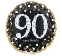 18In Sparkling Birthday 90 Foil Balloon, Black
