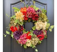 18inch/45cm Hydrangea Summer Wreath, Spring Wreaths for Front Door, Lifelike Artificial Wreath for All Seasons Year Round, Wedding Farmhouse Home Decor for Home Wedding Mothers Day Decor