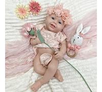 18inch/45cm Lifelike Silicone Baby Doll with Open Mouth & Big Eyes,Reborn Newborn Girl with Soft Touch & Poseable Limbs for Kids Surprise Xmas Gift